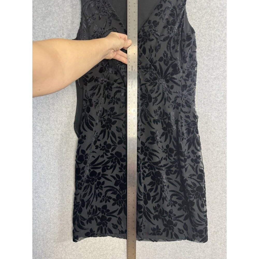 Ann Taylor Dress Black Velvet Sleeveless Open Back Mini Goth Y2K Sz 4 Floral EUC - Picture 12 of 15